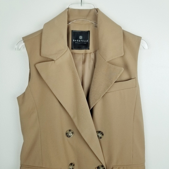 Bagatelle Collection Tan Sleeveless Longline Blazer Vest NWT - Picture 8 of 11